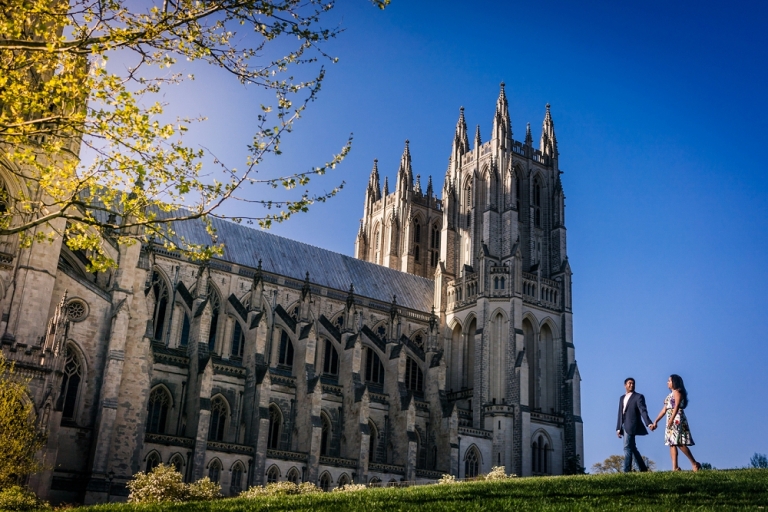 Karishma and Jay’s DC Lincoln Memorial and National Cathedral Engagement Session